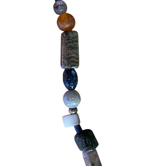 Handcrafted Multicolor Beaded Necklace With Brass Accent And Stone Beads - Picture 4 of 12